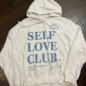 Grayson Threads White Hoodie with Blue Self Love Club Design